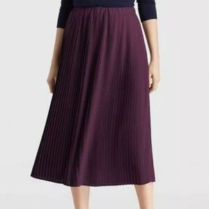 Eileen Fisher Purple Pleated Pull On Midi Skirt Size 10